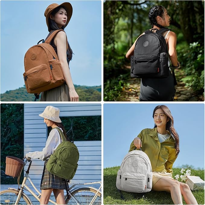 mixi 15 Inch Casual Travel Daypack, Lightweight Laptop Backpack, Light Gray | Ultra Light Backpack, Fits 14in Laptop, Water/Oil/Stain Resistant, Anti-Theft Pocket&Luggage Strap for College Work Hiking
