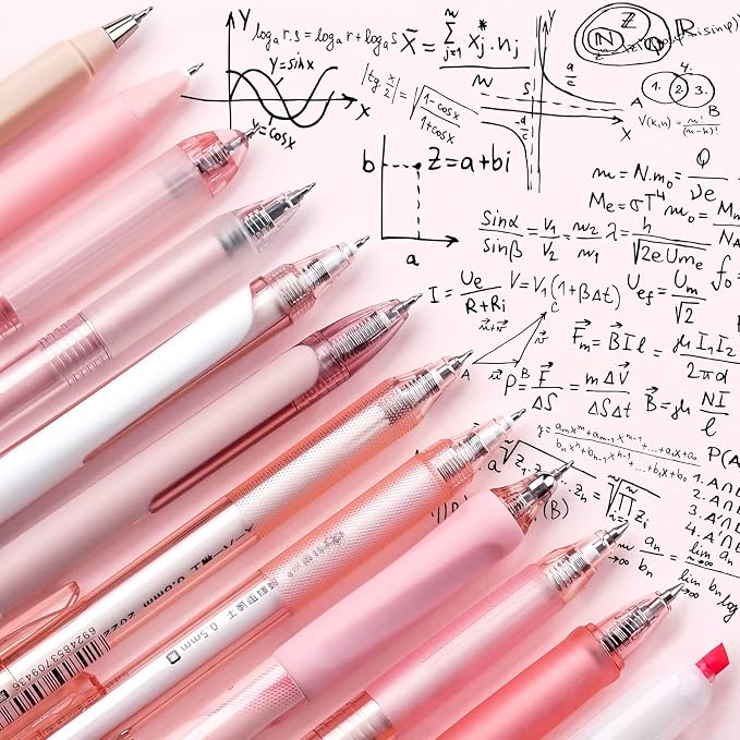 Four Candies Gel Pens, Cute Pink Pens Black Ink, 0.5mm Fine Point, 12-Pack | Back to School Supplies, Office Essentials for Women, Girly Stationery Set, Aesthetic Desk Decor & Accessories - Rose