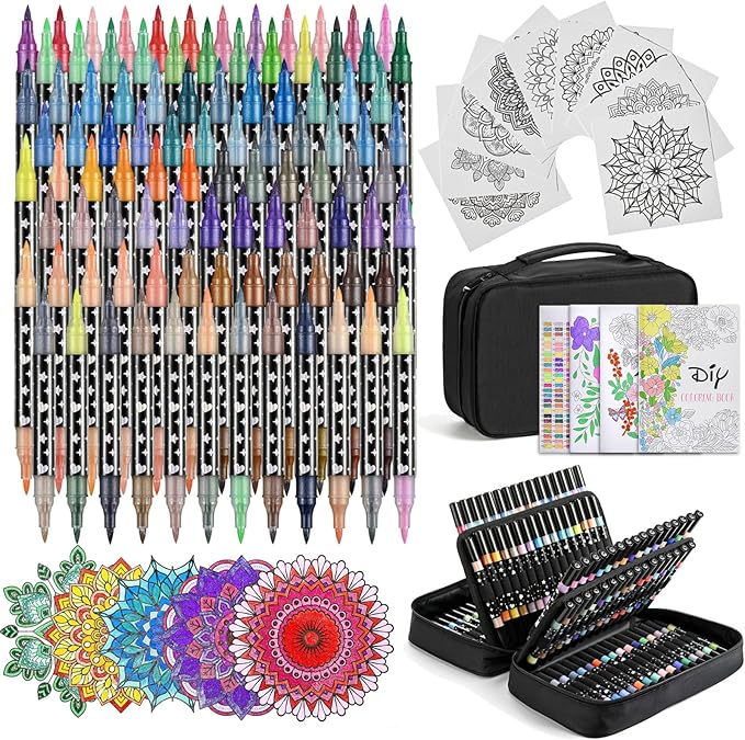 192 Colors Glitter Brush Markers,96 Pack Dual Tip Brush Glitter Marker for Doodle Writing, Glitter Art Crafts Adults DIY Crafts Greeting Birthday Cards Making