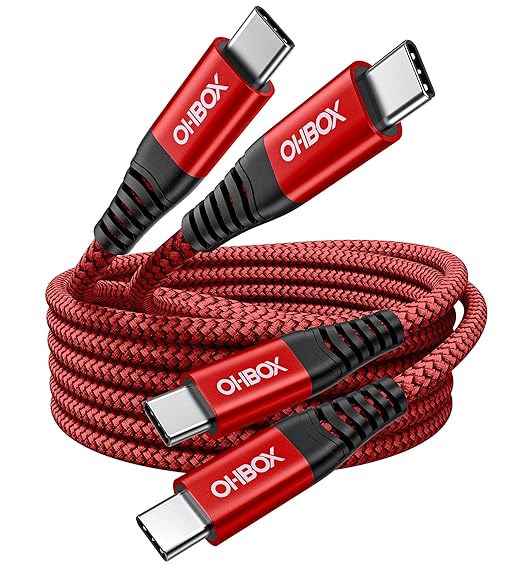 USB C to USB C Cable 60W [2Pack 3FT], USB Type C Fast Charging Cable for Car Durable Braided iPhone USB-C Cable USBC to USBC Cord for iPhone 17/16/15/Pro Max/Plus, Samsung Galaxy S23 and More-Red
