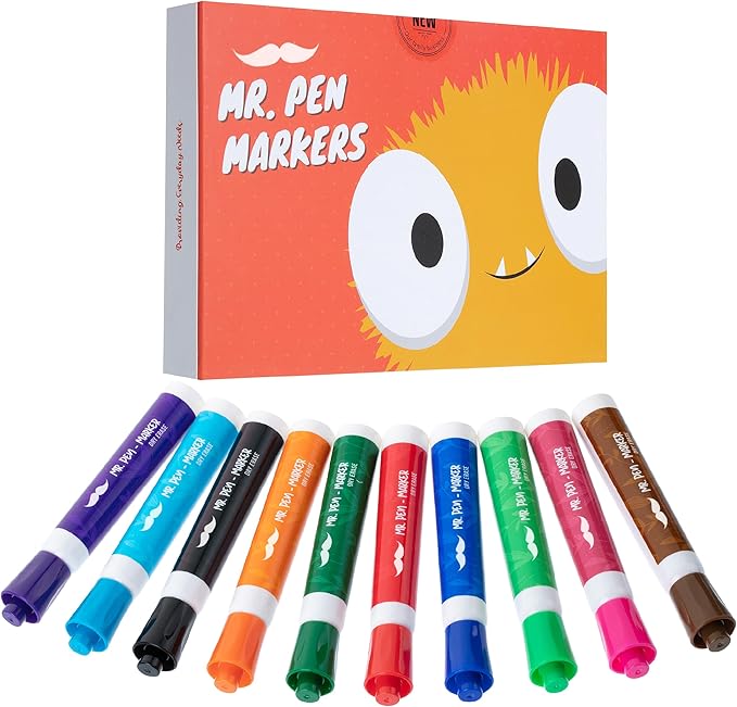 Mr. Pen- Dry Erase Markers, 10 Pack, Assorted Colors, Low Odor Ink, Chisel Tip, White Board Markers Dry Erase, Ideal for Classroom, Back to School Supplies, Teachers, Office, Whiteboard & Home