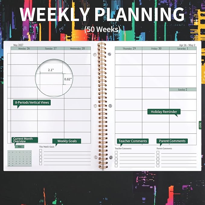 Student Planner 2026-2027 Monthly & Weekly School Planner 2026-2027 Student Planners Academic Year for Middle and High School, Aug 2026 - Jun 2027, 8.2" x 10.7", Academic Planners with Stickers & 3-Hole Punched - Multi