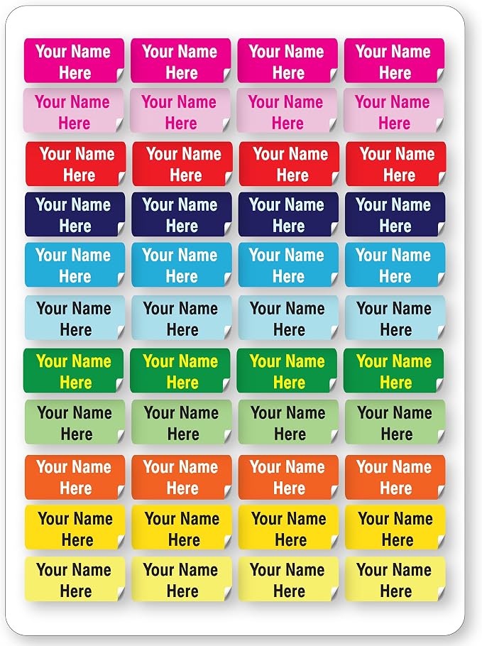 Personalized Waterproof Name Labels. Press and Stick Custom Name Stick on Clothing Labels (150 Count, Medium (1" × 0.5"))