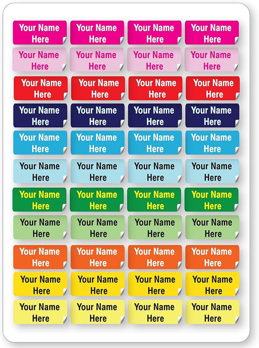 Personalized Waterproof Name Labels. Press and Stick Custom Name Stick on Clothing Labels (120 Count, Medium (1" × 0.5"))