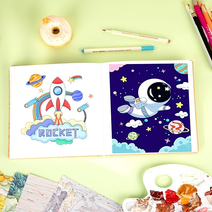 FLYING EAGLE Sketch Book for Kids 10"X 10" Large Hardcover Sketchbook for Drawing 120GSM Thick Paper, Square Art Drawing Paper 120 Pages Sketch Pad for Boys Girls Teens,Gift Boxed, Yellow