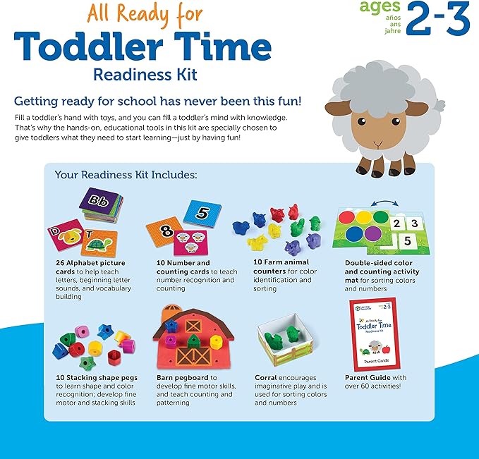 Learning Resources All Ready For Toddler Time Readiness Kit - 22 Pieces, Ages 2+, Back to School, School Preparation Activities, Preschool Games, Classroom Must Haves