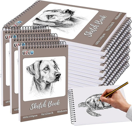 18 Pcs Sketch Book Bulk 9 x 12 In 720 Sheets Top Spiral Bound Sketch Pad Drawing Paper 40 Sheets Each Acid Free Mixed Media Sketchbook 68lb/100gsm Art Supplies for Beginner Artist