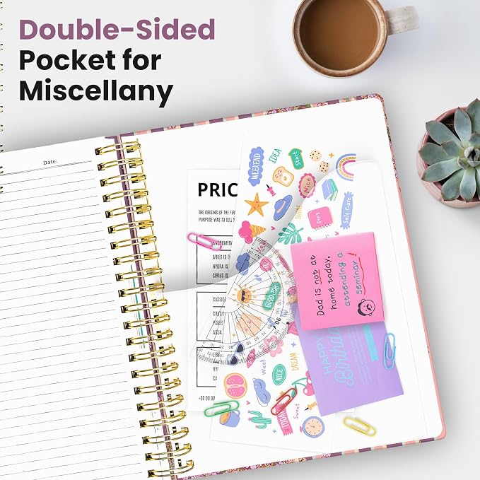 Taja Spiral Notebooks for Work 5 Subject Notebook with Removable Dividers