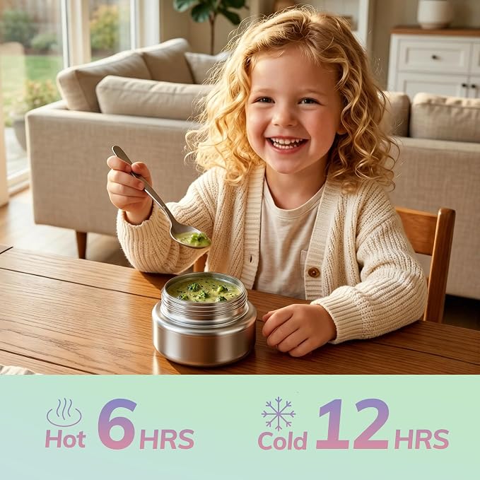 HOMEKOL Stainless Steel Bento Lunch Box + 9.5oz Insulated Food Jar, Pink | 2-Compartment Leak-Proof Container for Kids & Adults, BPA/BPS-Free, 18/8 Metal, Dishwasher Safe, Clear Tritan Lid