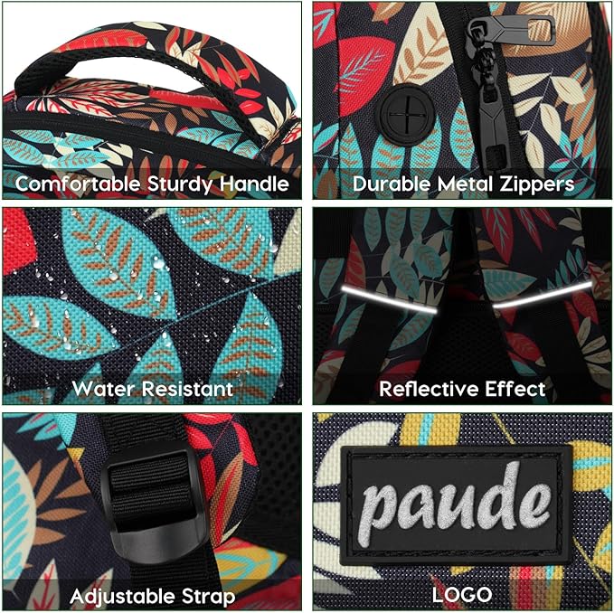 Paude Backpack Leaf Printing,Casual Backpack Bookbag Laptop Backpack with USB for College School Students Work Office Business