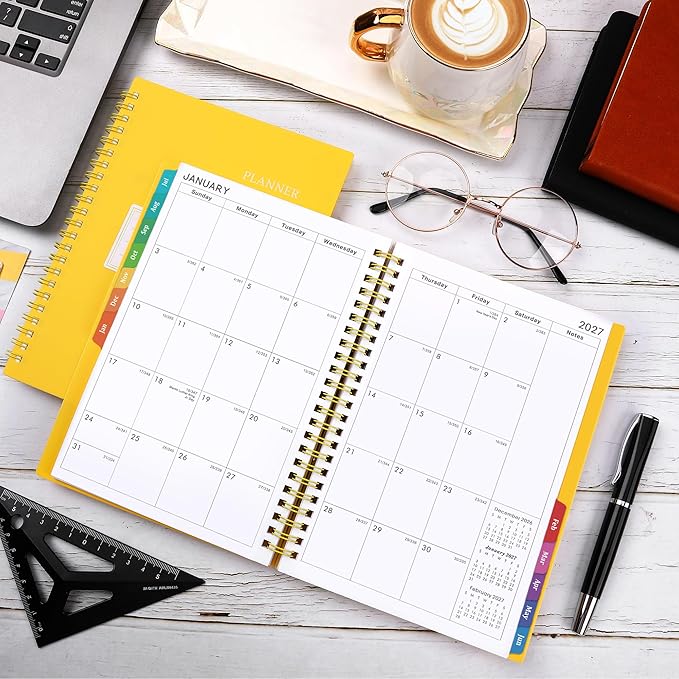 Planner 2026-2027 - Academic Planner 2026-2027, Jul 2026 - Jun 2026, 6.25" × 8.3", Colorful Tabs, Inner Pocket, Strong Twin-Wire Binding, Improving Your Time Management Skill