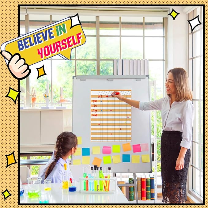 18 Pack Incentive Chart for Classroom Reward Chart for Kids Multi Color Laminated Dry Erase Chart with 1760 Star Stickers Behavior Chart for Learning Classroom School Attendance (Fresh Style)