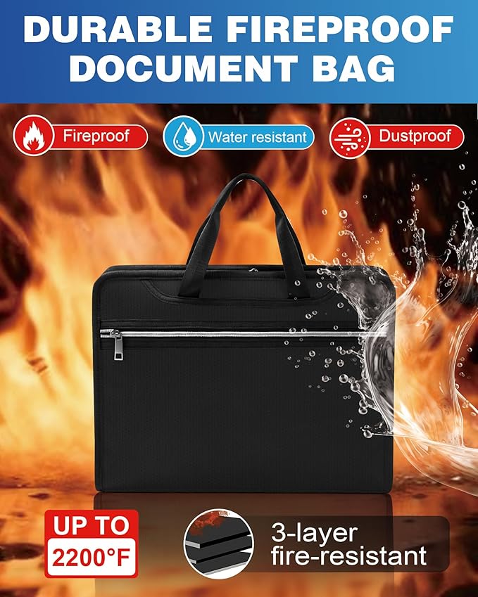 Fireproof Important Document Organizer Folio - Accordion File Organizer, 13 Pocket Expanding File Folder with Labels (Minimalist)
