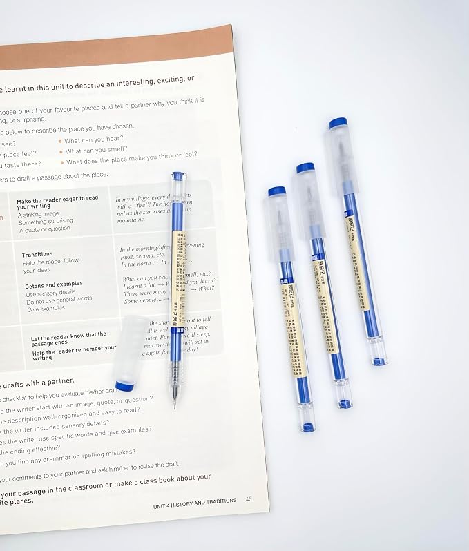 12 Pcs 0.5mm Blue Gel Ink Pen Japanese Stationery Extra Fine Chinese Ballpoint Pen for Office School Korean Stationery Supply