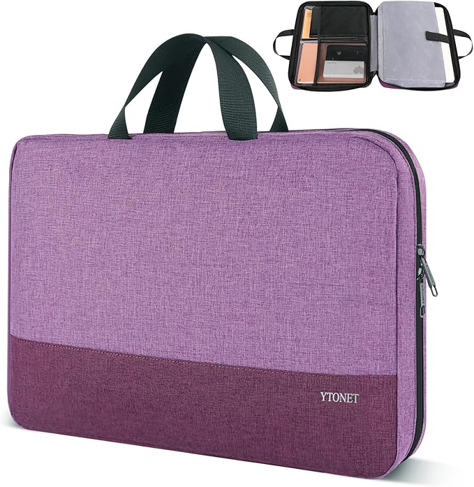 Ytonet Laptop Sleeve Case 15.6 Inch, Slim Water Resistant TSA Carrying Case with Handle, Protective Laptop Cover Compatible with HP Dell Lenovo Asus Notebooks, Gift for Women, Purple