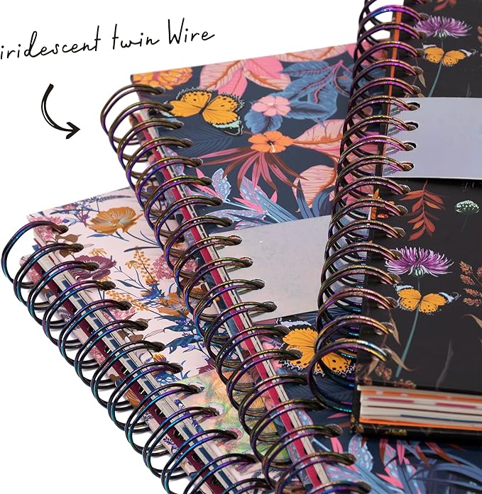 Pukka Pad 5 Subject Spiral Notebook 3-Pack - 200 Pages, 100 Sheets of 80GSM Paper with Repositionable Dividers & Perforated Edges for School & Office Planning & Organization - B5-7 X 10, Bloom