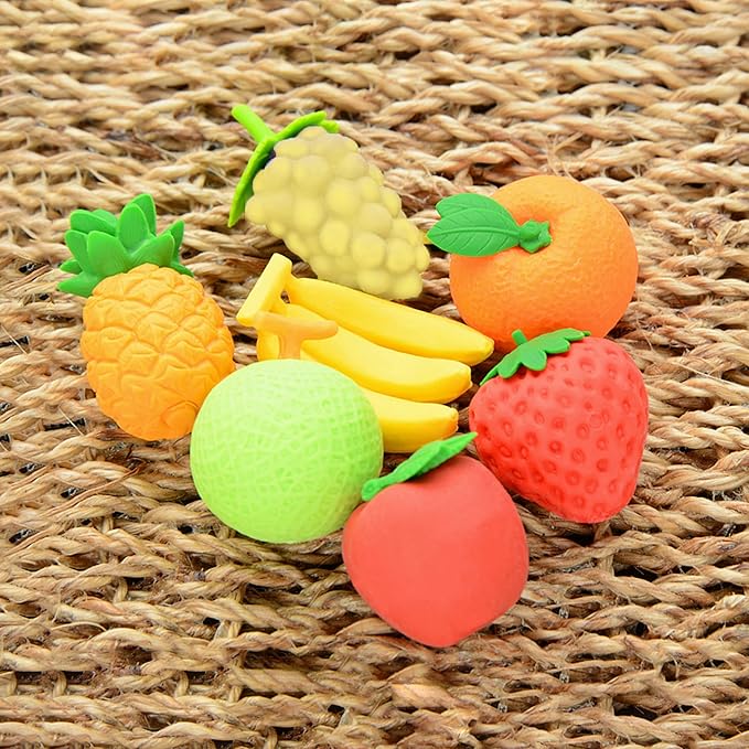 Cllayees 72 Pcs Assorted Fruit Pencil Erasers Toy Set, Mini Vegetable Puzzle Erasers Bulk, 3D Come Apart Gift for Kids Reward Party Favors (Fruit and Vegetable)