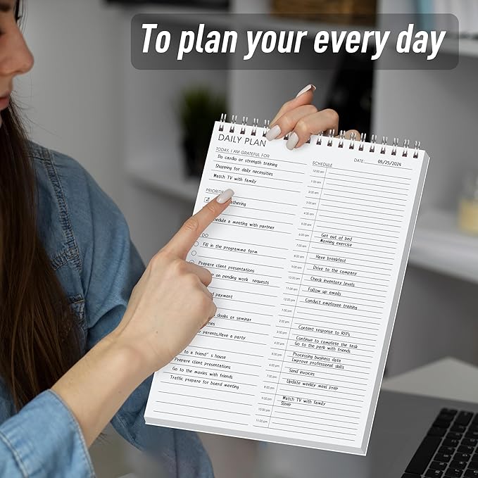 24-Hour Daily Hourly Planner with To-Do List & Priorities - 6.5" x 9.8" Schedule Planner Organizer for Office, School, Family