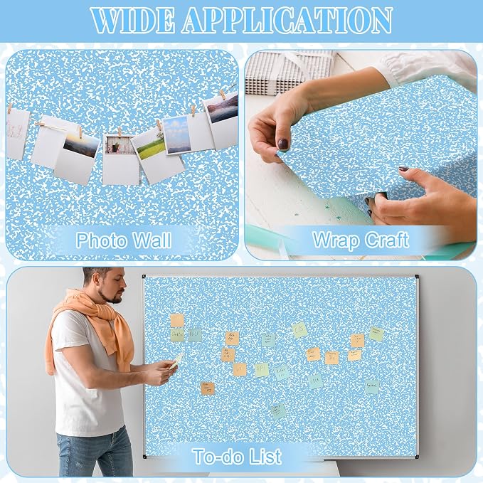 Blue Composition Bulletin Board Roll Non-Woven Fabric Poster 15.7" x 20ft