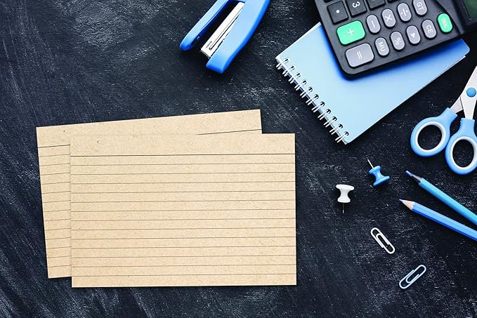 Home Advantage Double Sided Ruled Kraft Tan Index Cards, File Note Cards (4-x-6)