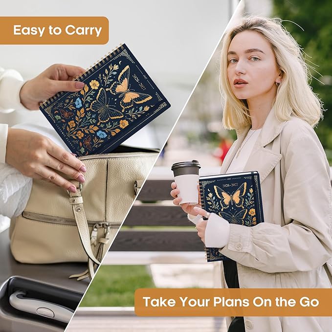Academic Planner 2026-2027, Weekly and Monthly Calendar Book, July 2026 – June 2027, Hardcover Planner with Tabs, Perfect for Teachers, Students, Women & Men, A5 (6.4" x 8.5") - Golden Butterfly