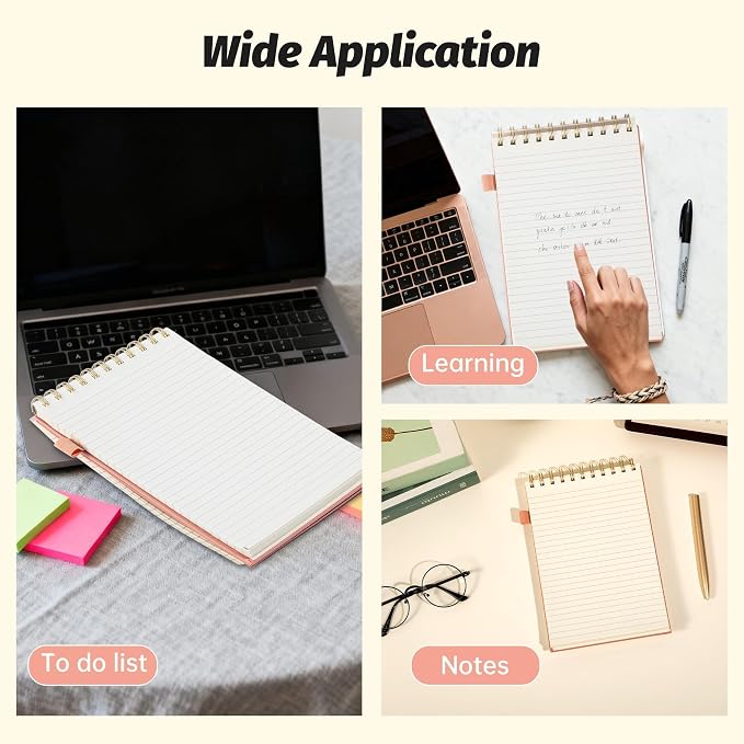 A5 Top Spiral Notebook,240 Pages Steno Pads College Ruled Journal Note Pad