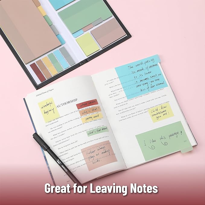 Mr. Pen- Transparent Sticky Notes Set, 410 Pack, Transparent Sticky Notes Tabs with Black Fineliner Pen for Bible Study, Office, School, Planning, Journaling & Organization
