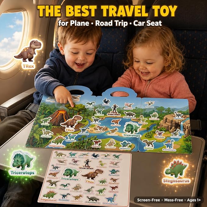 3 Sets Reusable Sticker Books for Toddlers 3-6, Jelly Sticker Book Toddler 1-3, Boys Books,Dinosaur City Ocean Waterproof Travel Toys for Kids Ages 3 4 5