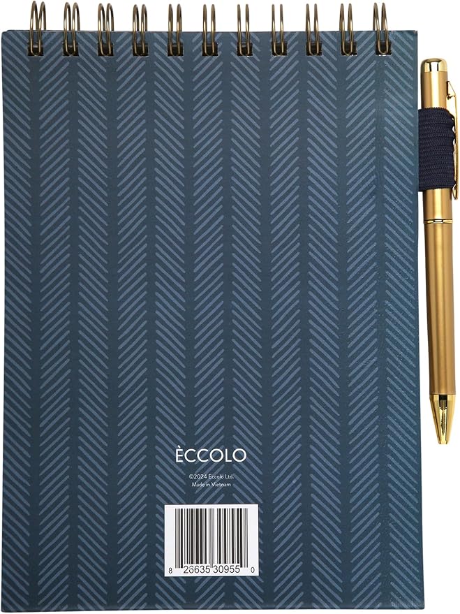 Eccolo Steno Notebook 120 Sheets Top Spiral Notebook with Gold Pen 6x8