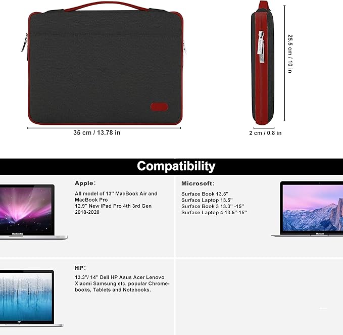 Hseok Laptop Sleeve 13-14 Inch Case Briefcase Compatible with MacBook Neo Pro 14 M5/M4/M3/M2/M1, All Models 13.3 Mac Air/Pro, XPS 13 14, Most Popular 13"-14" Notebooks,B03K02