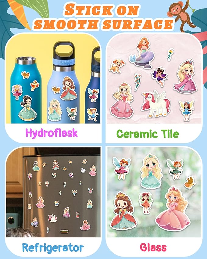 Benresive Reusable Sticker Book for Toddlers, Travel Stickers for Kids, Toddler Crafts Activities Toys, Birthday Gifts for Boys & Girls - Princess