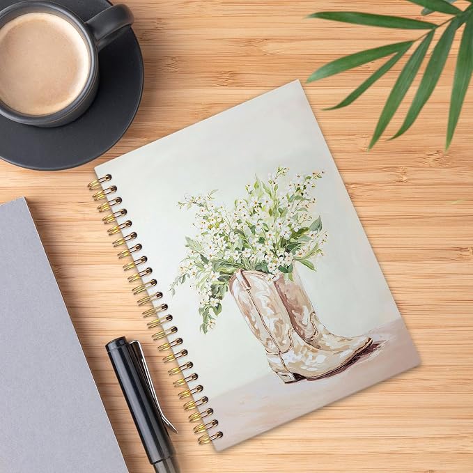 UTELKA Western Notebook, Vintage Coastal Cowgirls Dotted Spiral Notebook 5.5x8.3, Preppy Notebook Western Office Supplies for Women Girls Preppy Journal Girls Western Stuff for Women