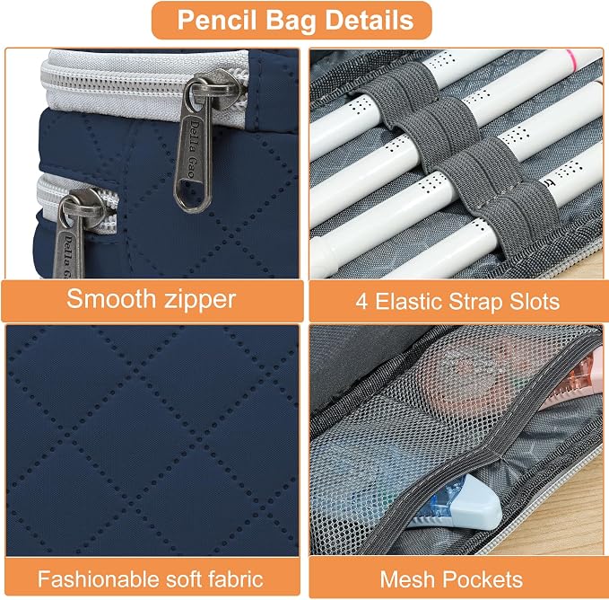 Della Gao Large Pencil Case, Big Capacity Pencil Pouch with 3 Compartments | Office Pencil Bag with Zipper, Big Pen Case for Adults (01-3SLLG)