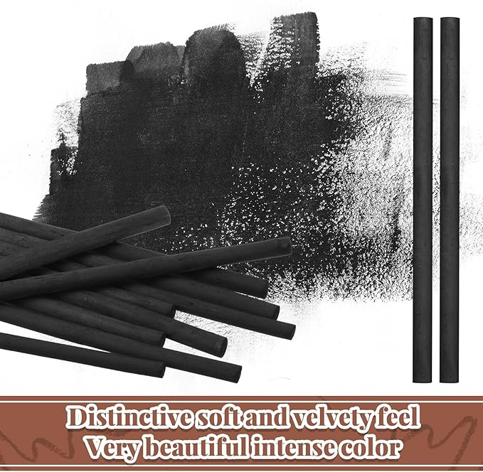 Gueevin 50 Pcs Willow Charcoal Sticks, Willow Charcoal, Artists, Beginners, Students, Perfect for Sketching, Drawing, Shading, and Fine Art Christmas Gifts for Art (4-5mm)
