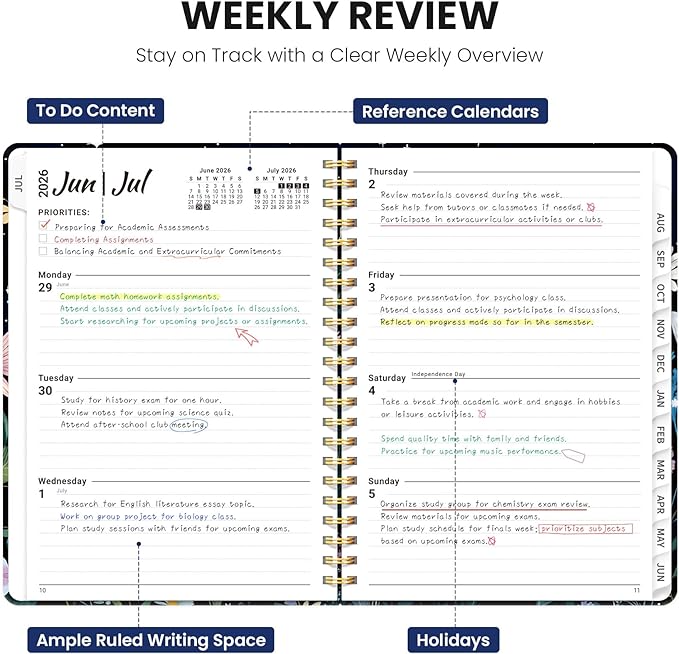 Planner 2026-2027, Hardcover Monthly and Weekly Academic Planner July 2026 - June 2027, Teacher and Student Calendar Agenda Book with Tabs, A4 (8.5" x 11"), Ideal for School and Office, Celestial