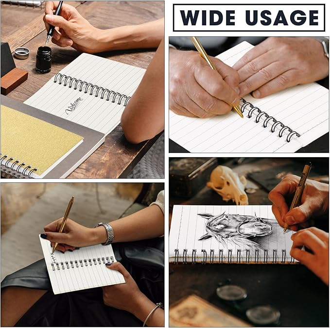 Jutom 54 Pcs Small Spiral Notebooks Memo Pads 3x5 Bulk Small Pocket Notebooks Mini Notepads with Lined Pages Mini Journals for Office School Work Supplies, 120 Pages (Gold)