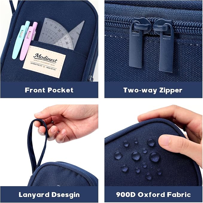 Pencil Case Pouch, Large Capacity Pen Bag Organizer, Cute Aesthetic Pencil Box for Girls Boys Kids, Back to School Supplies, Teacher Supplies Classroom Essentials, Navy Blue