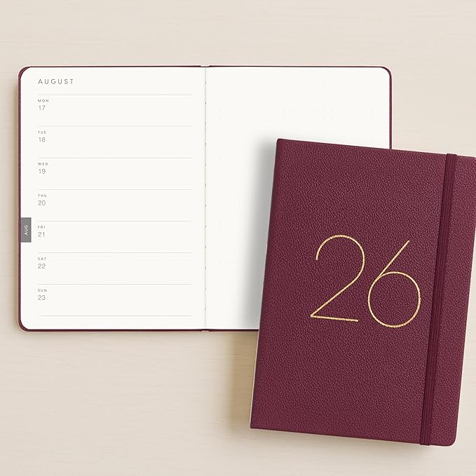 And Per Se 2026 Planner, 15 Months Hardcover Daily, Weekly & Monthly Planner, A5 size, 100GSM Thick Paper, Back Pocket, 5.7" x 8"(Dark Red)