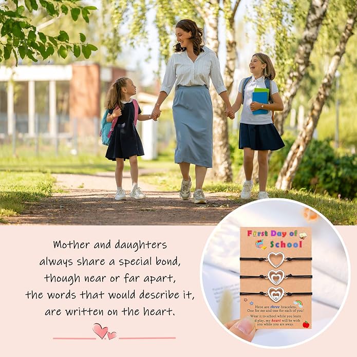 3PCS First Day of Preschool/Kindergarten/1st Grade Gift, Back to School Bracelets Set for 3