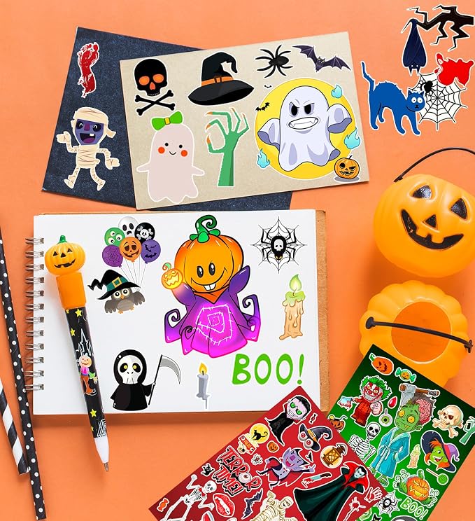 Halloween Stickers,Halloween Party Favors,36 Sheets Holiday Sticker, Hallowee-n Party Decoration Classroom Crafts Gifts Stickers for Teens Adults