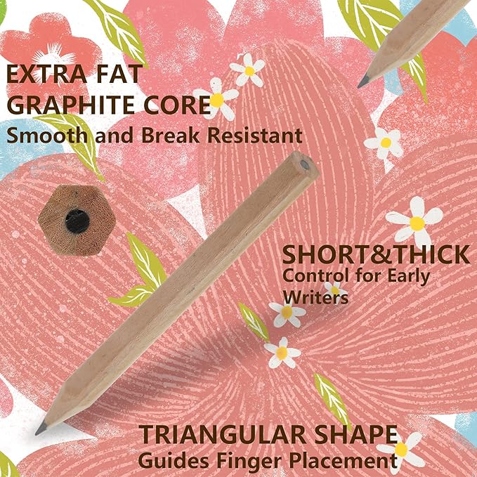 LUTER 24pcs Short Hexagon Pencils Mini Wood Pencils Hexagonal Pencils Short Wood Pencils Bulk for Preschoolers, Toddlers, Kindergarten, School, Home