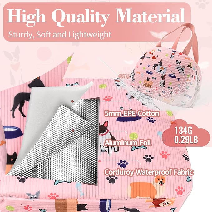 CaCTOUR Lunch Box for Women Girls Teens,Cute Lunch Box Cooler Bag, Portable Insulated Small Lunch Bag Women Reusable Corduroy Lunch Tote for Work/Travel/Picnic/School (Dog Pink,Small)