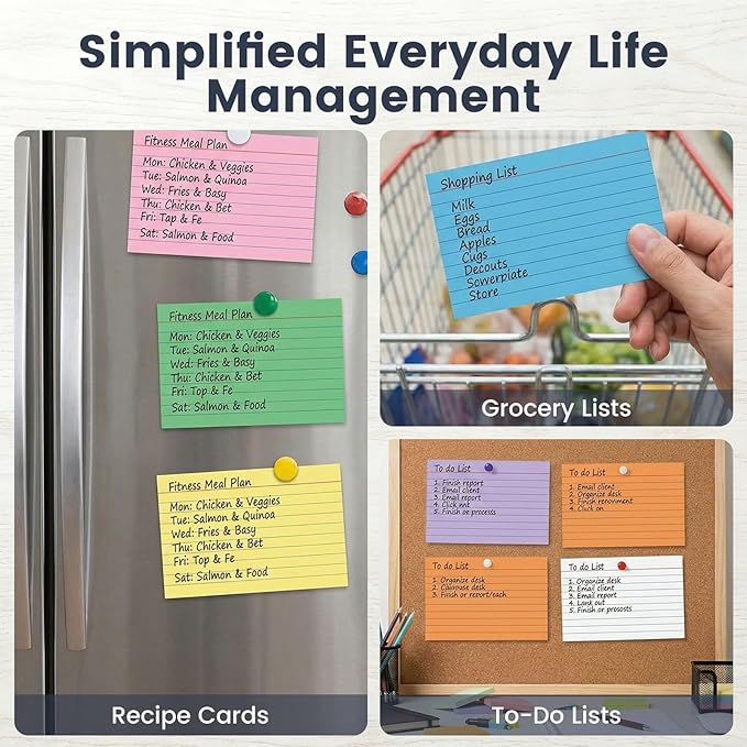 300Count Colored Index Cards 3x5, Ruled & Blank Flash Cards 8 Color Portable Note Taking, School Supplies for Students, Teachers, College, Study Organizing Notes