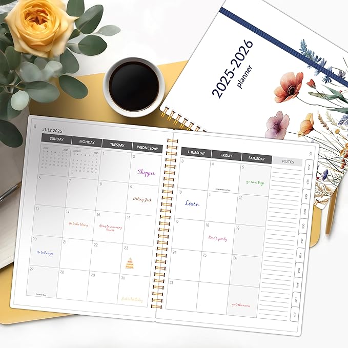 Academic Planner 2025-2026, 8.5" x 11" Weekly & Monthly Calendar from July 2025-June 2026, 12 Month Daily Planner with Tabs & Elastic Closure, Ample Writing Space, Perfect for Office, Home and School
