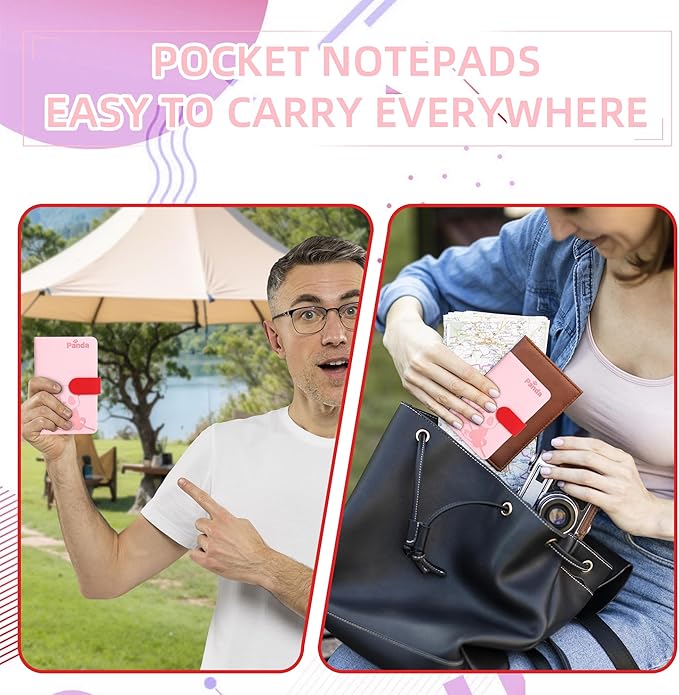 BOBO RABBIT Blank Journal Small Pocket Leather Notebook No Lines for Drawing Plain Sketch Book Cute Cartoon Panda Unlined Journal for Travel Work School, 200 Pages, 3.7"X5.9"