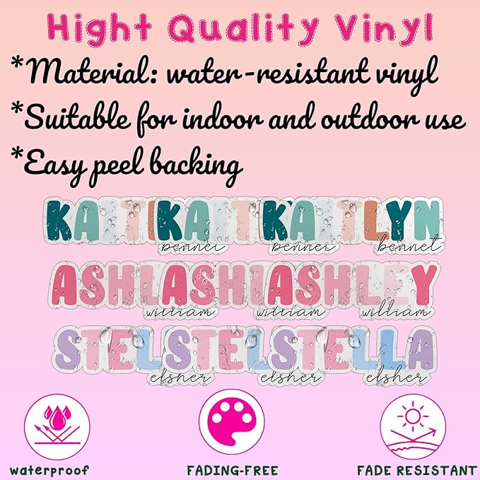Personalized First and Last Name Sticker – Custom Aesthetic Vinyl Decal – Waterproof, Removable, Trendy Gift for Women, Girls, Kids, Teens – Laptop, Phone, Water Bottle, Tumbler, Notebook, Car, Helmet