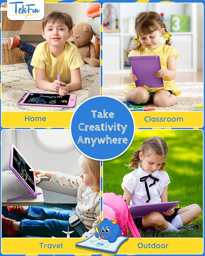 TEKFUN Kids Toys for 3+ Years Old Boys Girls, 8.5inch LCD Writing Tablet Erasable Drawing Tablet Writing Pads, Kids Travel Learning Toys Boys Girls Birthday Gifts Age 3 4 5 6 7 (Purple)
