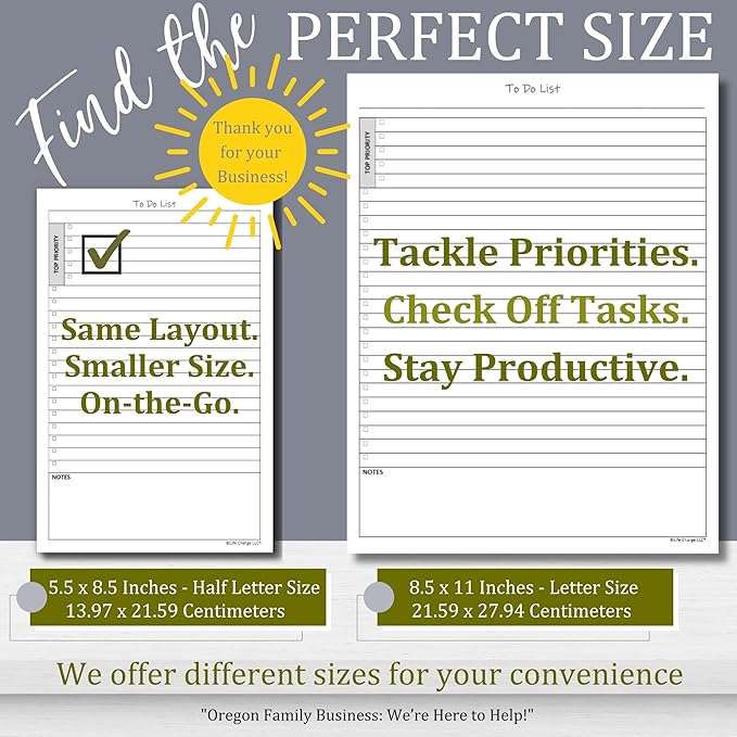 To Do List Planner Notepad, 60 Page Planning Pad, Undated ToDo Checklist w/Priority & Notes Sections, Daily Task Organizer for Work, Projects & Home, 8.5 x 5.5 Half Letter, Portrait, Single Notepad – Life Charge