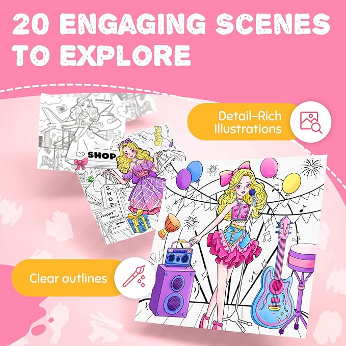 JoyCat Find & Color Paint with Water Coloring Books for Toddlers, Educational Seek and Find, No Mess Art & Craft Toy, Fun Learning Activity for Kids Ages 3-5 4-8, Gifts for Girls Boys (Fashion Dress-up)
