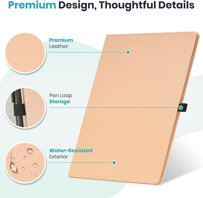WALGLASS Double-Sided Small White Board Dry Erase, 12'' x 9'' Portable Reusable Whiteboard Notebook, Foldable Mini Handheld Board for Students Practice, Home, School, Office, Travel - Pink PU Leather